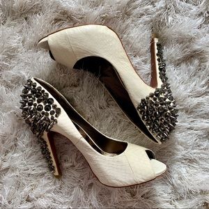 Sam Edelman Lorissa Snake Print Peep Toe Pumps